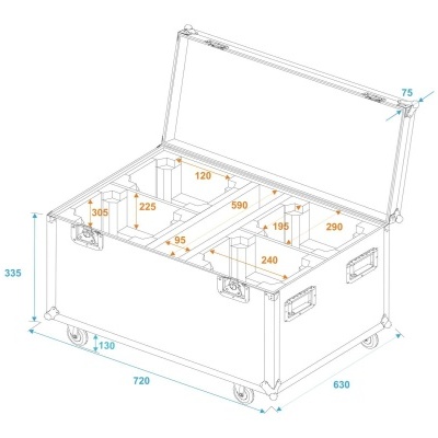 ROADINGER Flightcase 4x TMH FE-600 with wheels
