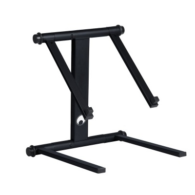 Suporte para laptop ou tablet em metal preto com design dobrável