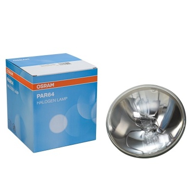 Lâmpada halogénea OSRAM PAR64 com caixa azul e laranja