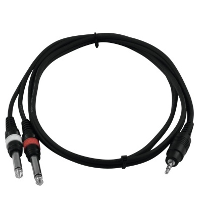OMNITRONIC Adaptercable 3.5 Jack/2xJack 1.5m bk