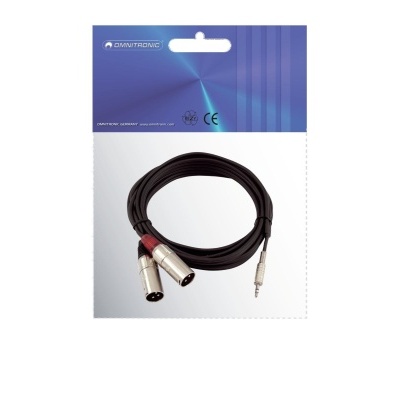 OMNITRONIC Adaptercable 3.5 Jack/2xXLR(M) 3m bk