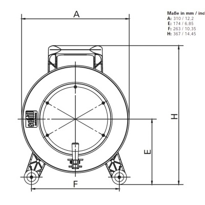 Desenho técnico de objeto circular com cotas e medidas.