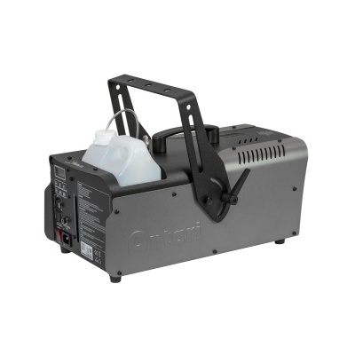 Máquina de fumo preta com recipiente branco opaco e punho metálico