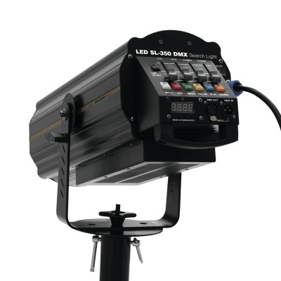 Luz de palco LED SL-350 DMX preta com botões coloridos e visor digital