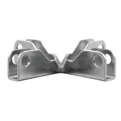 Suporte metálico cinzento com três furos