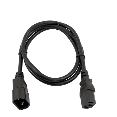 Cabo elétrico preto com conectores fêmea nas duas extremidades