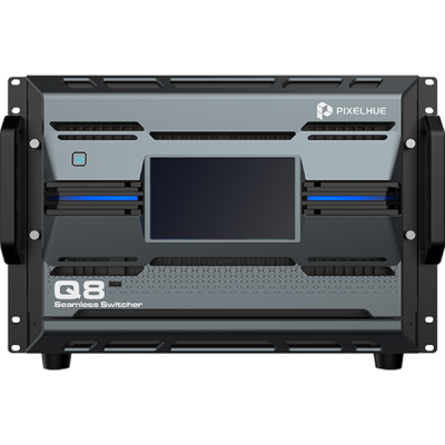 Comutador Seamless PIXELHUE Q8 cinzento e preto com visor digital