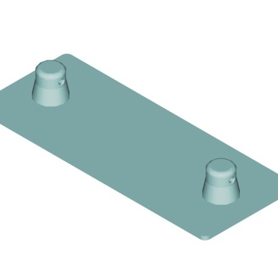 Prateleira azul com duas bases cilíndricas