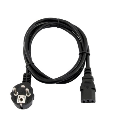 Cabo de alimentação preto com ficha de três pinos