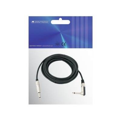OMNITRONIC Jack cable 6.3 mono 1x 90° 3m bk