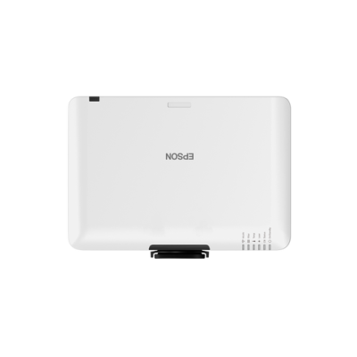 Projetor Epson branco com detalhes pretos e texto 'EPSON'