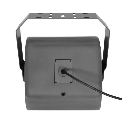 Produto eletrónico cinza com suporte metálico preto e cabo ligado