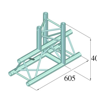 estrutura metálica tubular verde-água com dimensões