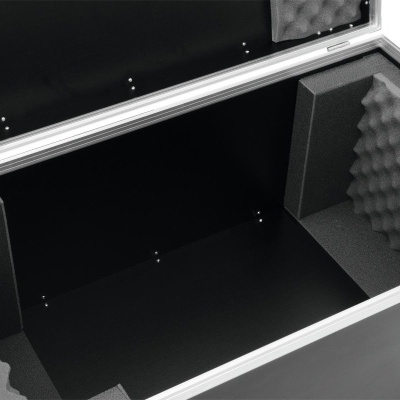 Estojo de transporte preto com interior acolchoado cinzento