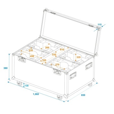 ROADINGER Flightcase 4x LED TMH-X7 Moving head