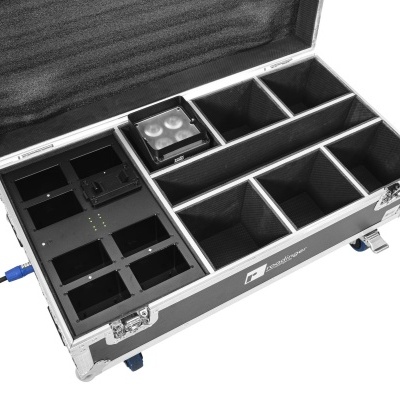ROADINGER Flightcase 6x AKKU IP UP-4 Plus HCL Spot WDMX with Charging Function