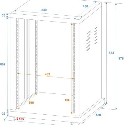 ROADINGER Steel Rack SR-19, 18U
