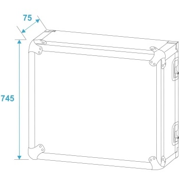 Desenho técnico de uma caixa retangular com medidas