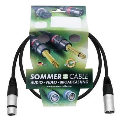 Cabo de áudio com conectores XLR em embalagem verde da Sommer Cable
