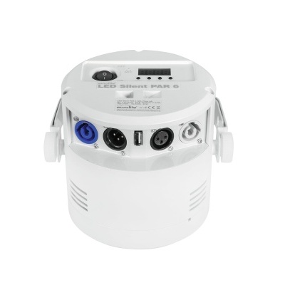 Luz LED profissional branca cilíndrica com conexões e texto LED Stage PAR 6S