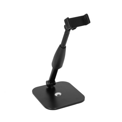 suporte ajustável para telemóvel preto em fundo branco