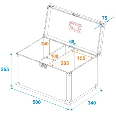 ROADINGER Flightcase 2x LED CBB-2WW/CW