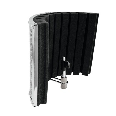 Filtro de isolamento acústico curvo preto com suporte metálico