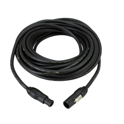 Cabo preto com conectores em ambas as extremidades enrolado em círculo