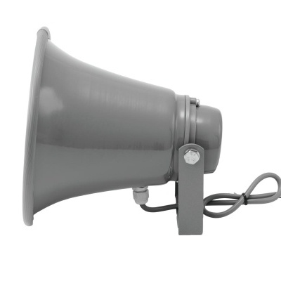 Coluna altifalante cónica cinzenta com suporte e cabo