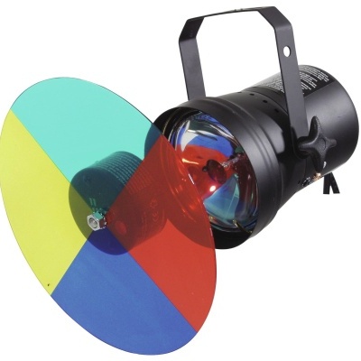 Projetor de luz colorida com disco segmentado e suporte ajustável