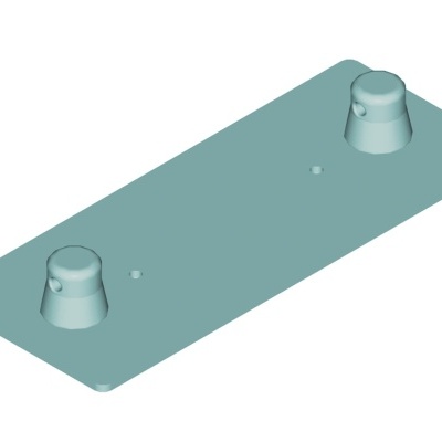 Placa cinza claro com dois botões cilíndricos