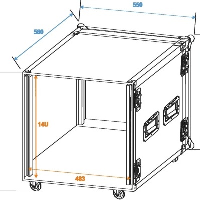 ROADINGER Amplifier Rack PR-2, 14U, 47cm with wheels