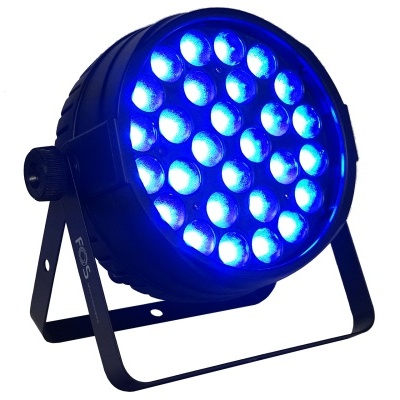 Luz LED circular preta com LEDs azuis acesos