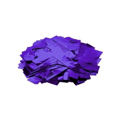 Confetes metálicos quadrados roxos sobre fundo branco