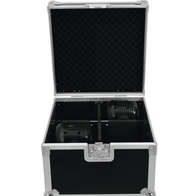 Mala preta aberta com duas luzes LED dentro