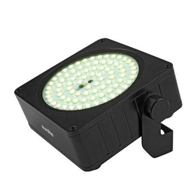 Luz LED quadrada preta com LEDs circulares e suporte ajustável