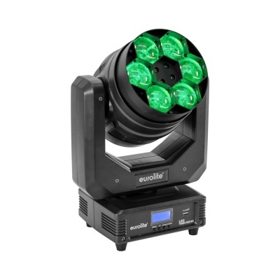 Luz de palco móvel eurolite com 7 LEDs verdes e base preta com visor LCD