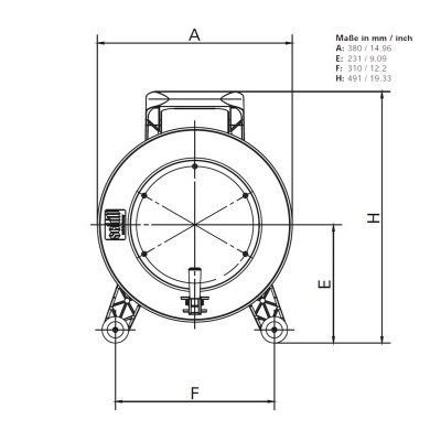 Desenho técnico de componente mecânico cilíndrico com medidas em mm e polegadas