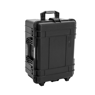 Mala de transporte rígida preta com pega e rodas