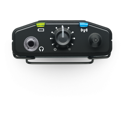 Dispositivo eletrônico preto com botões e indicadores LED