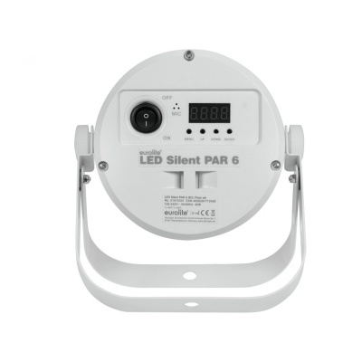 Refletor LED circular branco com visor digital e suporte metálico