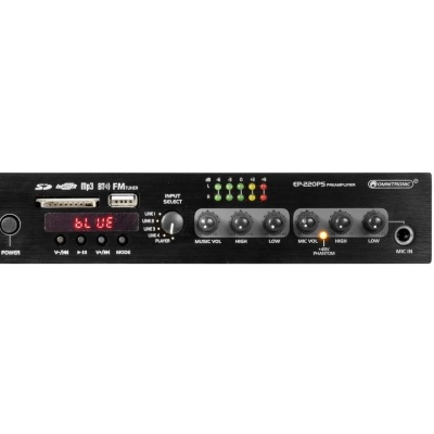 OMNITRONIC EP-220PS Preamplifier with MP3 Player, Bluetooth and FM Radio 9.5"