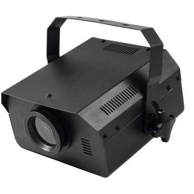 Projetor de luz preto com lente circular e suporte de fixação