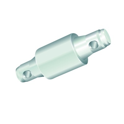 Peça metálica cilíndrica com orifícios nas extremidades