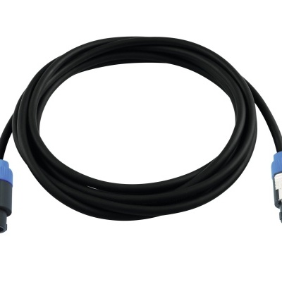 Cabo de áudio digital de fibra ótica preto com conetores azul e preto