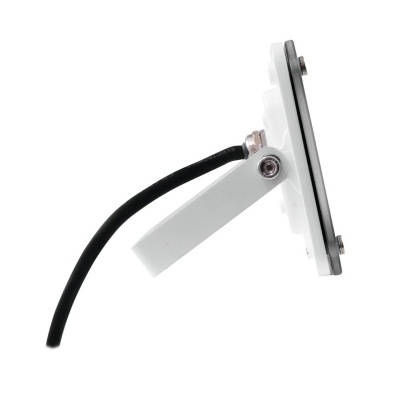 Projetor LED branco com suporte ajustável e cabo preto