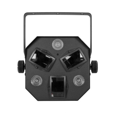 Dispositivo de iluminação LED preto com suporte metálico e lentes retangulares