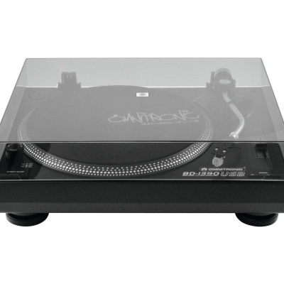 Gira-discos Technics SL-1200 MK2 preto com tampa transparente
