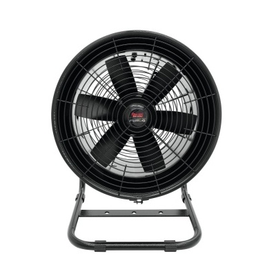 Ventoinha preta circular com suporte metálico tubular