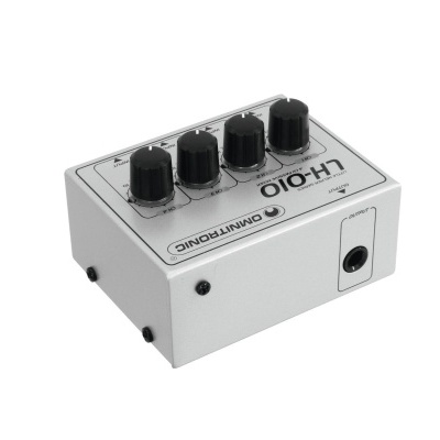Pedal de efeitos para guitarra metal branco com botões pretos e texto LH-010